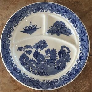 Blue Willow Divided Serving Plate Made in Japan